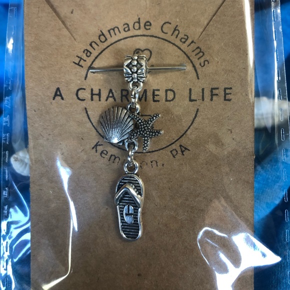 NWT, Handmade by A Charmed Life. Silver Bail with Ocean Themed Charms - Picture 3 of 7